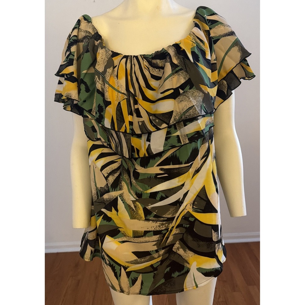 Ashley Stewart Tropical‎ Off Shoulder Ruffle Blouse NWT Size 22/24